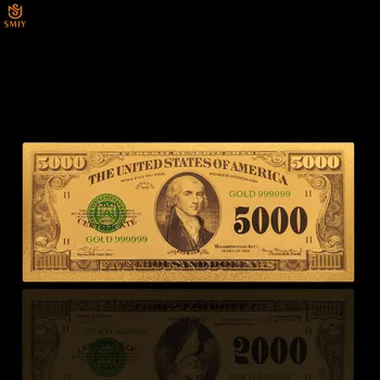 10cs/Daug 1918 m. JAV Valiuta Popieriaus 5,000 Dolerio 24k Auksu Banknotų Kolekcijas Ir Atostogų Dovanų