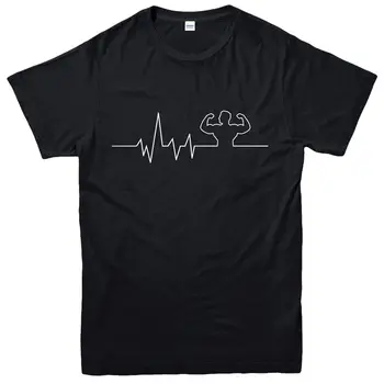 2019 Mados Atsitiktinis Vyrų T-shirt Treniruotės Kardio Treniruokliai T-Shirt, Širdies Linija Įstaiga Statybininkas, Svorio Kėlimo Tee Viršų