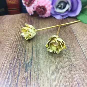 Aukso Tulpių Plaukų Stick Vario Gėlavandenių Perlų Gėlių Plaukų Lazdos Gėlės Pin Papuošalai, Vestuvių Plaukų Aksesuarai WIGO1276