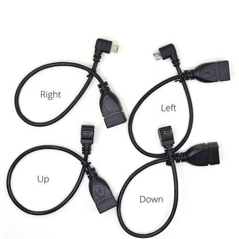 20CM 90 Laipsnių Teisę & Kairę & Aukštyn ir Žemyn Kampu Micro USB 2.0 5Pin Male į USB 2.0 Moterų Išplėtimo jungties, Adapteris OTG kabelis