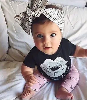 Baby Girl Lūpų T-shirt +Rožinė Kūdikių Kelnės Naujagimiai, Vaikai Mielas Animacinių filmų, Komplektai, Vaikiška Drabužių Rinkinys