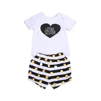 2019 Naujagimiui Kūdikių Mergaičių Drabužių Rinkiniai Romper T-shirt Viršūnes Trumpas Rankovės Šortų Komplektus Drabužių Rinkinys Baby Girl