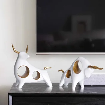 Šiaurės kūrybos galvijų papuošalai namo kambarį, TV spintelė vyno kabineto apdaila meno amatų abstrakčiai gyvūnų baldai