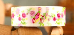Aukštos kokybės washi popieriaus juosta/15mm*10m raudona gėlė, ir paukščių kvapų japonija washi tape