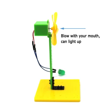 Vėjo Energijos Demo Generatoriaus Modulis Žalia LED Pučia Generatorius vėjo malūnas Žaislų Rinkinys, skirtas Mokslo Eksperimentas