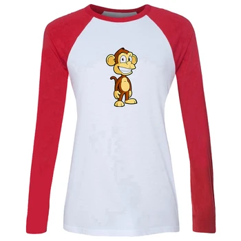 Juokingas Animacinių filmų beždžionė pinigus ir pusę buccaneers Road Runner Paukščių Dizaino Moterų Lady Print long sleeve T-Shirt Grafinis Tee