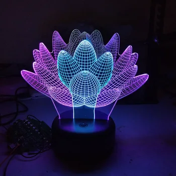Lotus Lempa LED 3D Naktį Šviesos Kūrybos Iliuzija Vaizdo LED Lempos Mutil-spalvų LED Naujovė Stalo Lempos Vaikų Miegamųjų Namo