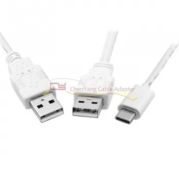 100vnt/maišas USB 3.1 C Tipo USB-C Dual Vyrų Papildomos Galios Duomenų Y Kabelis mobilusis Telefonas ir Kietojo Disko