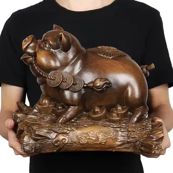 2020 VIRŠUJE KIETAS NAMŲ Parduotuvė fojė apdaila Verslo Pinigų Skolinimosi sėkmės Propitious Likimo kiaulių FENG SHUI Skulptūra, menas, Statula
