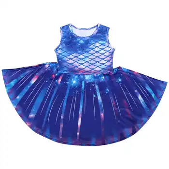 Mergina Dress 2020 Naują hitą Vasaros Suknelė Vaikams 3D Spausdinimo Žvaigždėtas Dangus Cute Little Mermaid Suknelės Saldus Vaikų drabužiai