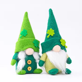 2vnt St. Patrick ' s Day Žalią Skrybėlę Lėlės Beveidis Vyresnio amžiaus Airijos Festivalis Papuošalai Velykų Lėlės, Papuošalai, Papuošalai #T1P