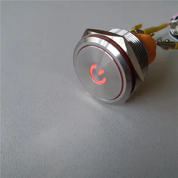 25mm nerūdijančio plieno metalo mygtuką, įjunkite galios simbolis liuminescencija save iš naujo savarankiškai fiksavimo mygtuką, šviesos, atsparus vandeniui