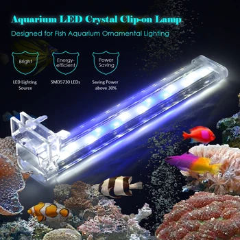 Crystal Akvariumas LED Lempos Apkaba-Lempa ES Plug 8-28cm Didelis Šviesos LED Juosta SMD5730 Žuvų Bakas Mėlynos ir Baltos spalvos Apšvietimas Vamzdis