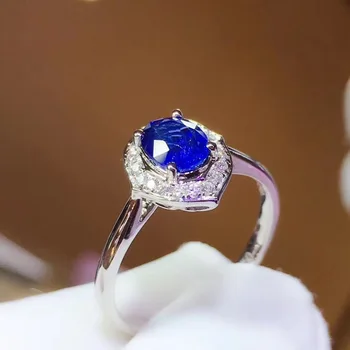 Gamtos ir nekilnojamojo Mėlynas safyras žiedas 925 sterlingas sidabro Baudos handworked papuošalai Piršto žiedai