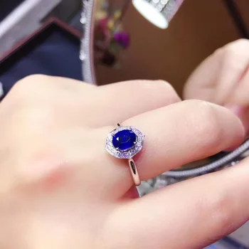 Gamtos ir nekilnojamojo Mėlynas safyras žiedas 925 sterlingas sidabro Baudos handworked papuošalai Piršto žiedai