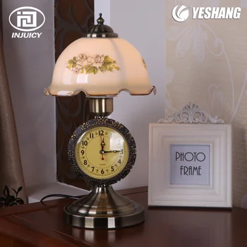 Europos Stilius Paprastas, Miegamojo Lovos LED Stalo lempa Retro Laikrodis Stiklo Dangtis Namų Dekoravimo Ekranas Stalas Žibintai