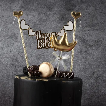 Širdies formos reklama gimtadienio tortas topper kepimo apdailos laimingas gimtadienio tortas vėliavą dvi savaites šalies baby shower apdaila