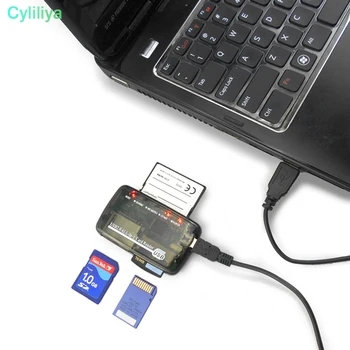 200pcs 6 in 1 kortelių skaitytuvas SD MMC XD SM MS, CF, MD Atminties Multi viena USB2.0 Smart media card reader