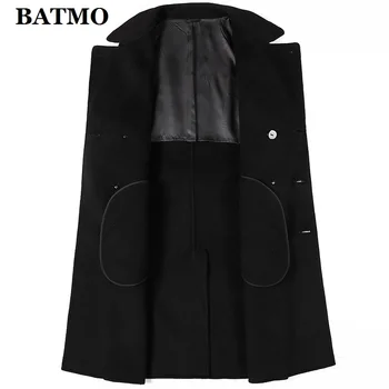 BATMO 2019 naują atvykimo žiemos aukštos kokybės vilnos dvigubo breasted tranšėjos paltai vyrams,vyriški vilnos ilgas striukes,8098