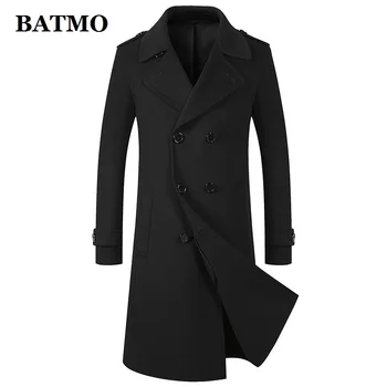 BATMO 2019 naują atvykimo žiemos aukštos kokybės vilnos dvigubo breasted tranšėjos paltai vyrams,vyriški vilnos ilgas striukes,8098