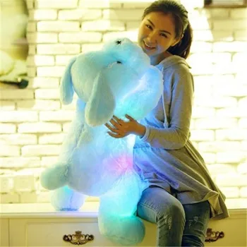 50CM Spalvinga Šviesos Teddy Šuo LED Šviesos Pliušas Pagalvės, Pagalvėlės, Žaislai Vaikams, Įdaryti Gyvūnų Lėlės Gimtadienio Dovana Vaikui