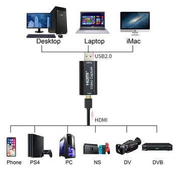 CY Chenyang Portable USB 2.0 HDMI suderinamus Užfiksuoti Kortelės Mini Vaizdo Įrašymo Langelį Žaidimas DVD Live Transliacijos Transliacijos