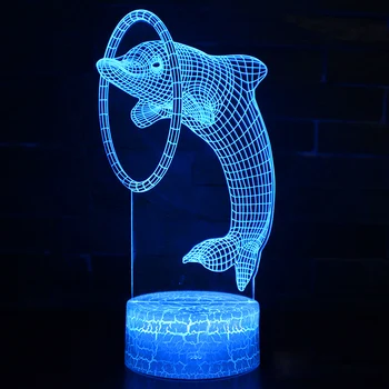Nuotolinio / Touch Control 3D LED Nakties Šviesos diodų (LED Lentelės, Stalo Lempos Delfinų LED Nakties Šviesos Spalva Keisti 3D LED Šviesos Vaikams Dovanų 30