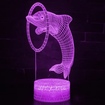 Nuotolinio / Touch Control 3D LED Nakties Šviesos diodų (LED Lentelės, Stalo Lempos Delfinų LED Nakties Šviesos Spalva Keisti 3D LED Šviesos Vaikams Dovanų 30