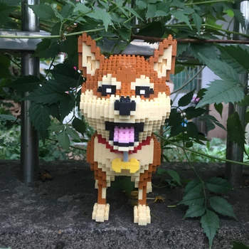 Babu Shiba Veislės šunelis Blokai Gyvūnų 3D Modelį Diamond Mini Plytų 