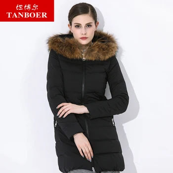 TANBOER žiemos žemyn striukės moterų gryna spalva atitikimo skrybėlę mados Kinų modelis prarasti žemyn paltai witnter paltai TD3678