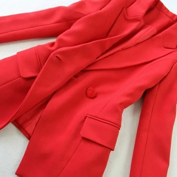 Raudona Moterų Ziajać Kostiumai 2018 mados kostiumą pavasario ir vasaros naujų didelis raudonas, Slim sagtis kostiumas + garsiakalbis kelnės kostiumas Moterims