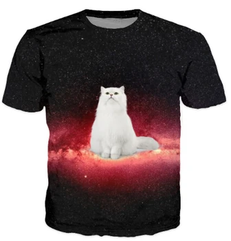 Vasaros stiliaus moterys vyrai 3d marškinėliai, Cat T-Shirt erdvė, galaxy drabužiai, marškinėliai harajuku marškinėlius