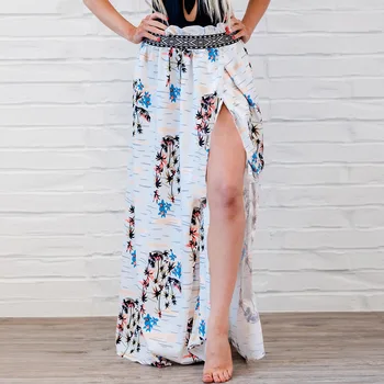 2020 moterų vasarą naujų sprogimų mados padalinta elegantiškas atsitiktinis seksualus išspausdintas ilgas sijonas