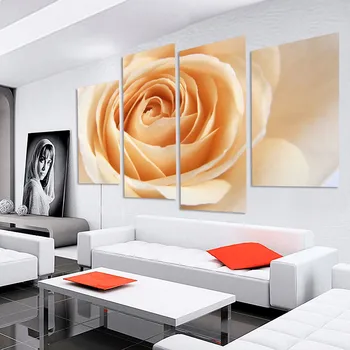 Namų Dekoro Gyvenimo Kambario Sienos Nuotraukas su Rėmeliais 4 Skydelis, Apelsinų, Rožių Gėlių Meno Tapybos Modulinės HD Atspausdinta Drobė Plakato Rėmas