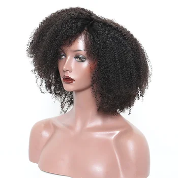 13x6 Afro Keistą Garbanotas Nėriniai Priekiniai Žmogaus Plaukų Perukai Moterims, Brazilijos Nėrinių Priekinės Perukas 150% Tankis Natūralus Juodas Venvee Remy