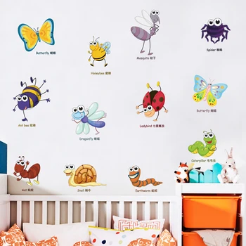 Animacinių filmų gyvūnų, vabzdžių spinta lipdukas sienos lipdukai miegamųjų namo apdaila pvc sienų lipdukai priedai sieninis meno tapetai