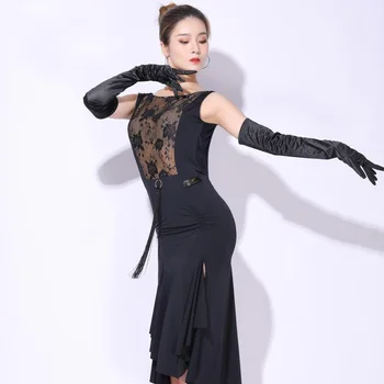 Seksualus lotynų Šokių Suknelė Lady Praktikos Dėvėti Juodos Suknelės Samba Kostiumų Dizainerio Drabužius Šokių Aprangą Salsa Šokių Drabužiai JL2206