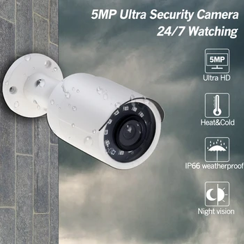4CH VAIZDO stebėjimo Sistema 4PCS Ultra 5MP Saugumo POE IP Camera su Hikvision 4 POE 4CH NVR DS-7604NI-K1/4P 
