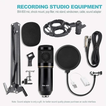Kondensatoriaus Mikrofonas Pluoštas, BM-800 Mic Nustatyti Įrašymo Studijoje & Transliavimo