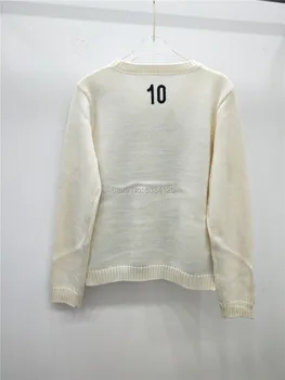 Siuvinėjimo Raštais 10 Totem of Fortune Turas Apykakle ilgomis Rankovėmis Sweatershirt Europoje Gatvės Sunkiųjų Mados Baltas Megztinis