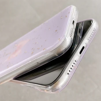 Violetinis Drugelis Blizgučiai Bling Telefono dėklas Skirtas iPhone 11 Pro XS Max X XR 7 8 Plius Šviečia Goilg Folija Animacinių filmų TPU Aišku, galinis Dangtelis