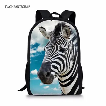 Twoheartsgirl Unikalus 3d Gyvūnų Zebras Spausdinti Kuprinę už Paauglys Merginos Stilingas Pagrindinis Vaikams Mokyklos Maišą Japonijos Bookbags
