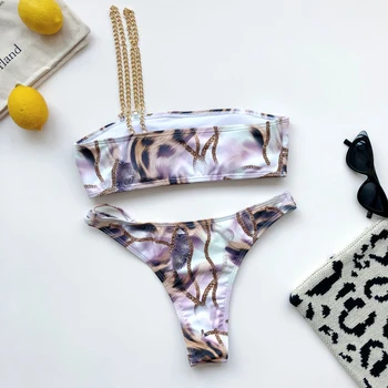 2020 Nauji moteriški maudymosi kostiumėlį, Grandinės Vienos Pečių Bikini Paplūdimio maudymosi kostiumėlį, Seksualus Bikini Svarbu Pajūrio Kelionės Maudymosi Kostiumėliai