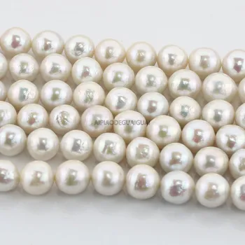 APDGG Originali Gamtos 12-13mm AA edison apvalios baltos perlų sruogos prarasti karoliukai moterų lady papuošalai 