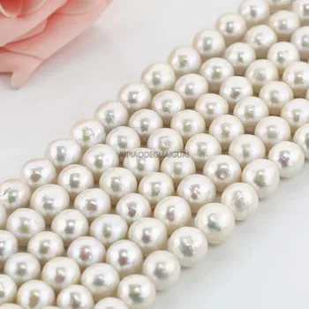 APDGG Originali Gamtos 12-13mm AA edison apvalios baltos perlų sruogos prarasti karoliukai moterų lady papuošalai 