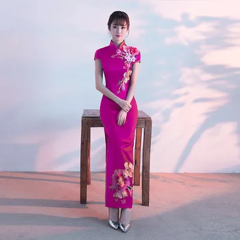 Moterų Saldus Gėlių Appliques Apdaila Elegantiškas Qipao Geltona Išskirtinį Naujovė Cheongsam Kinijos Temperamentas Ilga Suknelė XS-5XL
