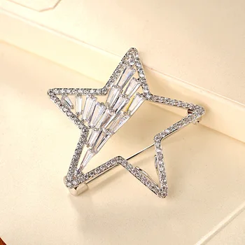 Korėjos versija 2017 moterų penkerių-pažymėjo krištolo kristalų Cirkonis adata sagė mados sagė nuotaka prabangūs papuošalai, dovanos