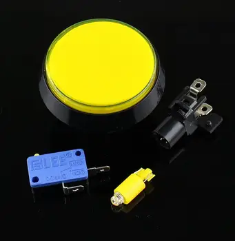 LED Šviesos Lempos 60MM Didelis Apvalus Arcade Video Žaidimų konsolė, Mygtukas Jungiklis 1PCS geltona