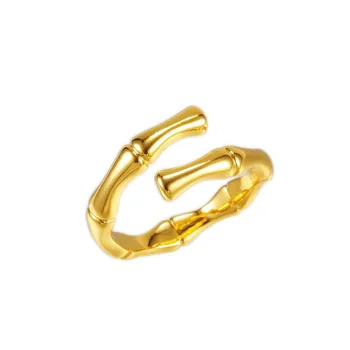 MxGxFam Bambuko mazgas Žiedai ( Openning ) Moterims, Vyrams Klasikiniai 24 k Gryno Aukso spalva Asmens Papuošalai