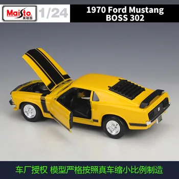 Maisto Diecast 1:24 1970 Mustang Boss 302 Geltona Žalia Sporto Lenktynių Automobilių Ratų pasukti Aukštos Modeliavimas Transporto priemonės Lydinio Modelio Automobilių